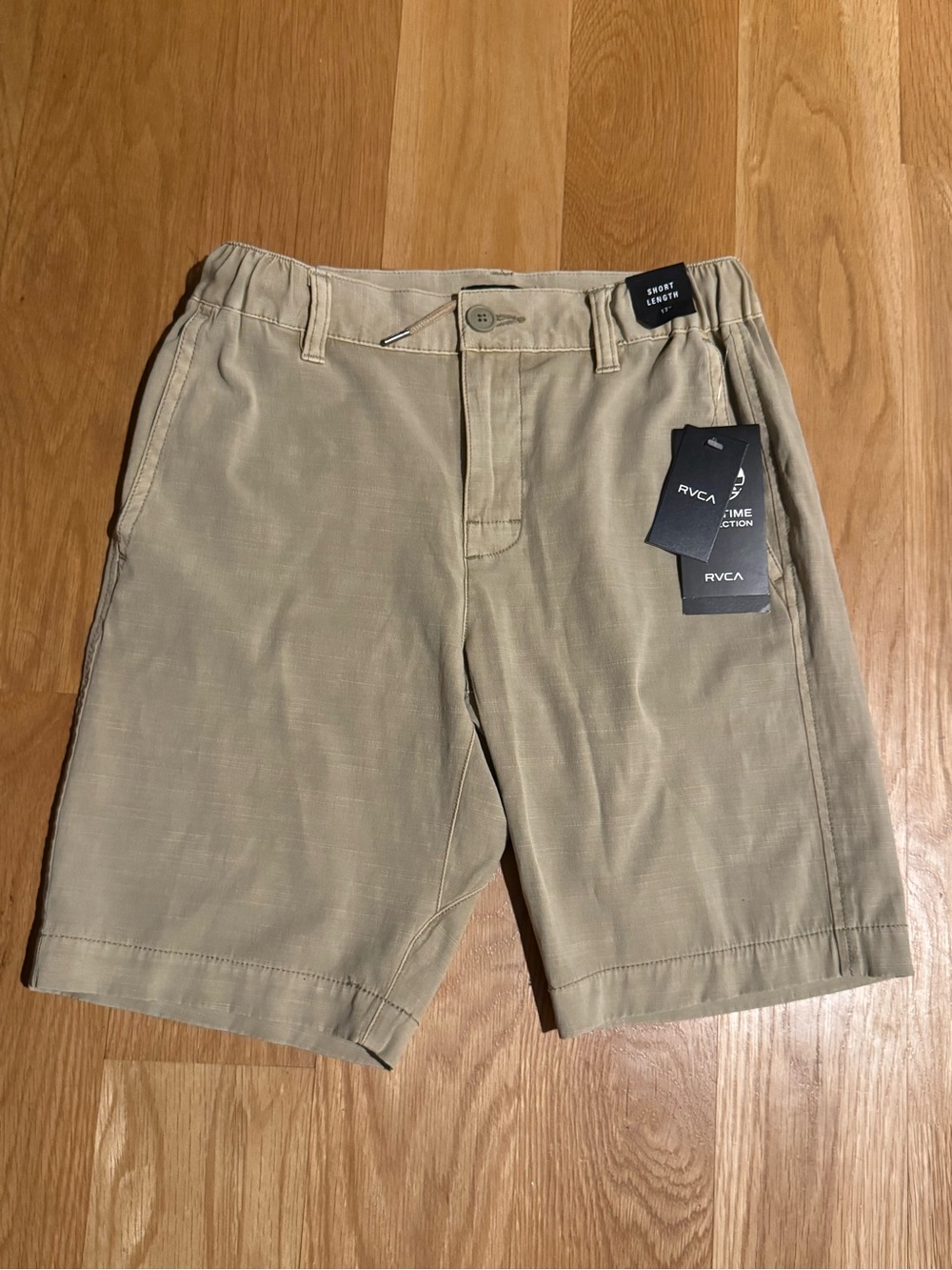 RVCA Boy's Flat Front Hybrid Shorts in Tan / beige / khaki